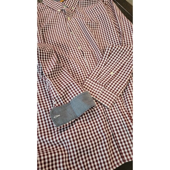 Tailor Vintage Shirt Mens XL maroon white Plaid Button Down Long Sleeve Cotton - Picture 4 of 6